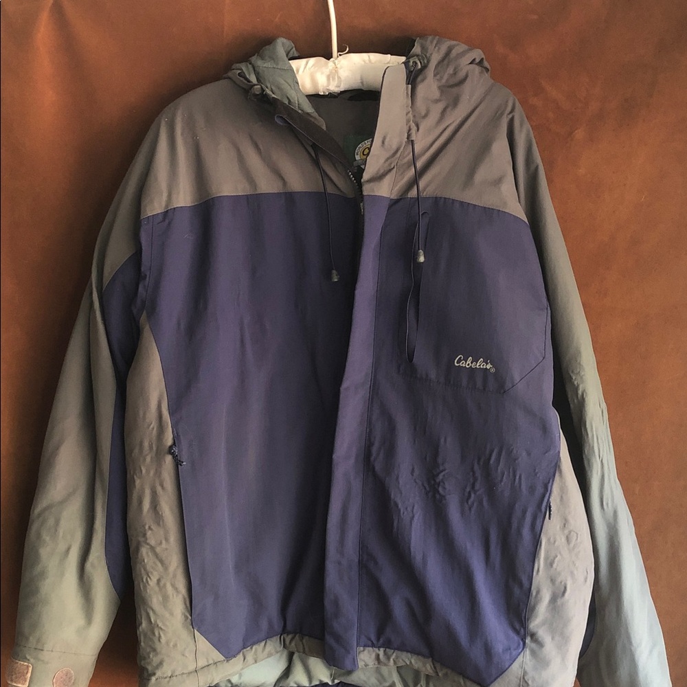 Cabela's Two-Tone Navy and Gray Hooded Windbreaker
